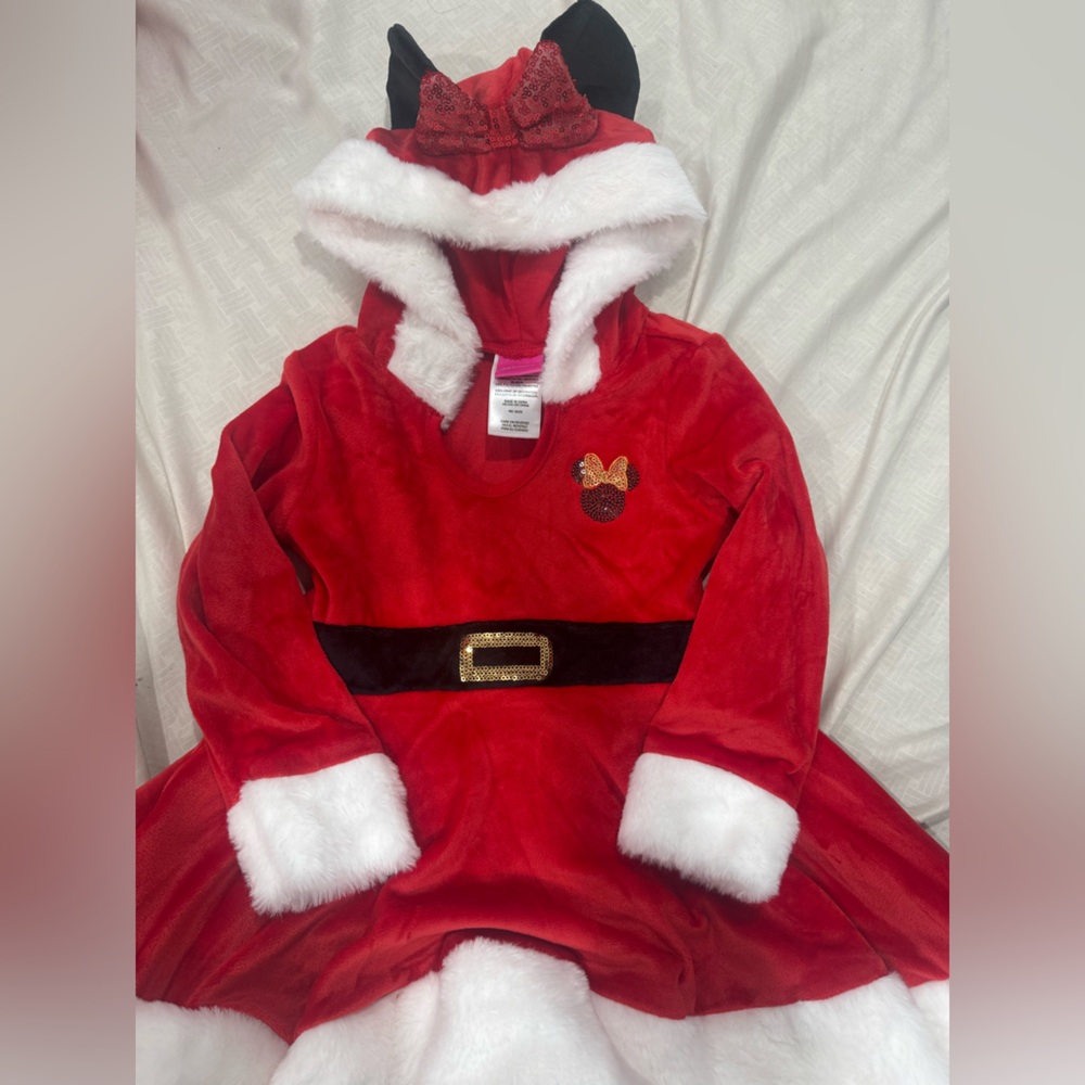 Minnie mouse Red Santa Dress with White Trim